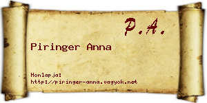 Piringer Anna névjegykártya